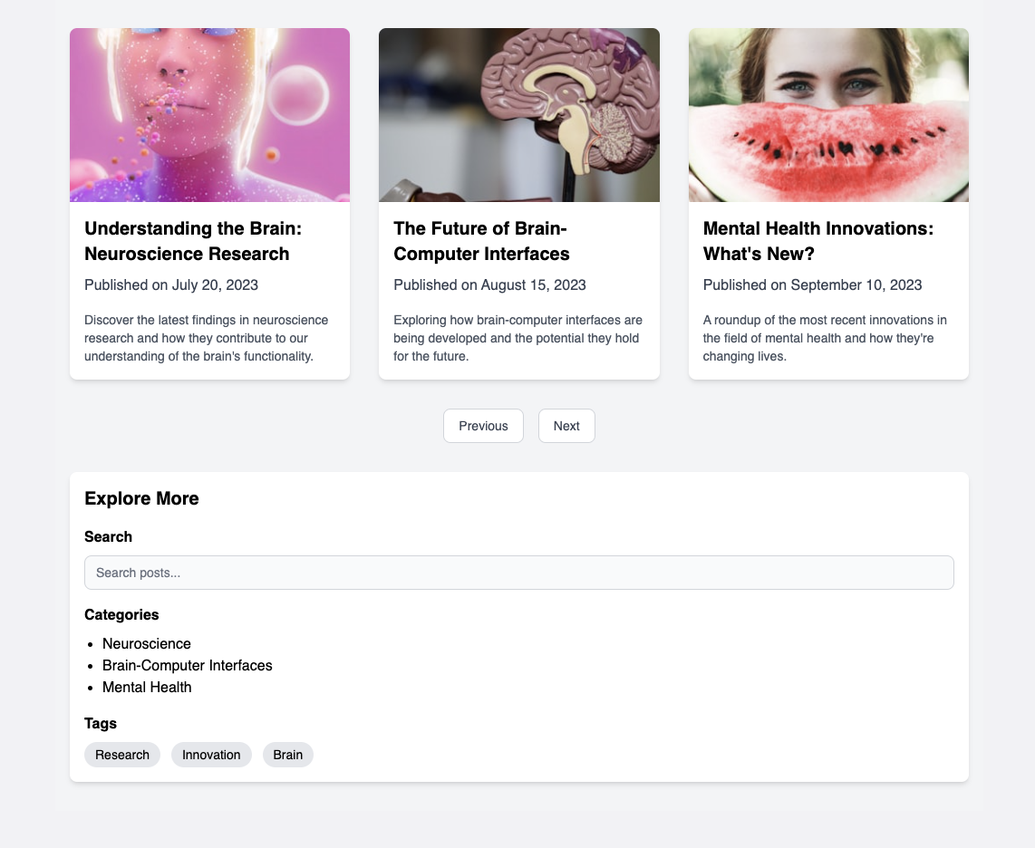 Research Blog Wireframe