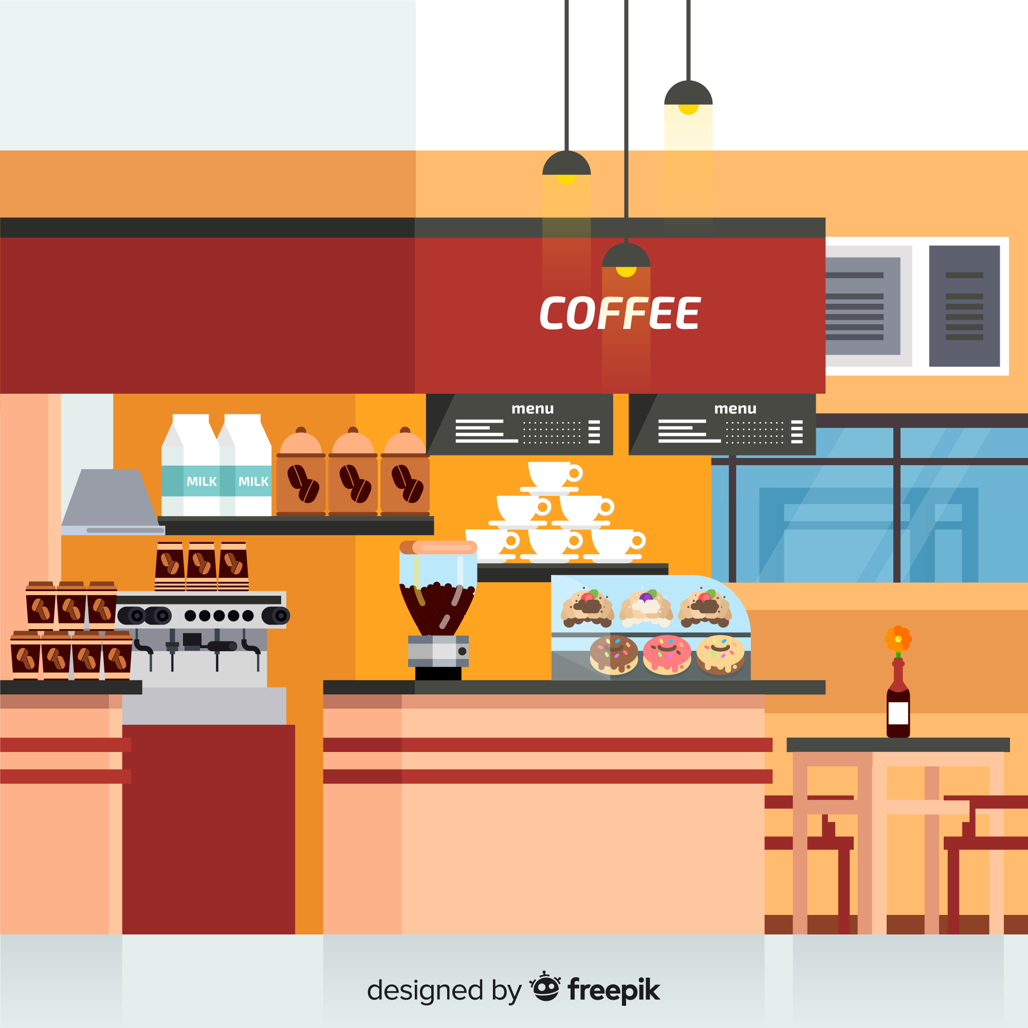 This is a clipart image of a  coffee shop provided by FreekPik.com.